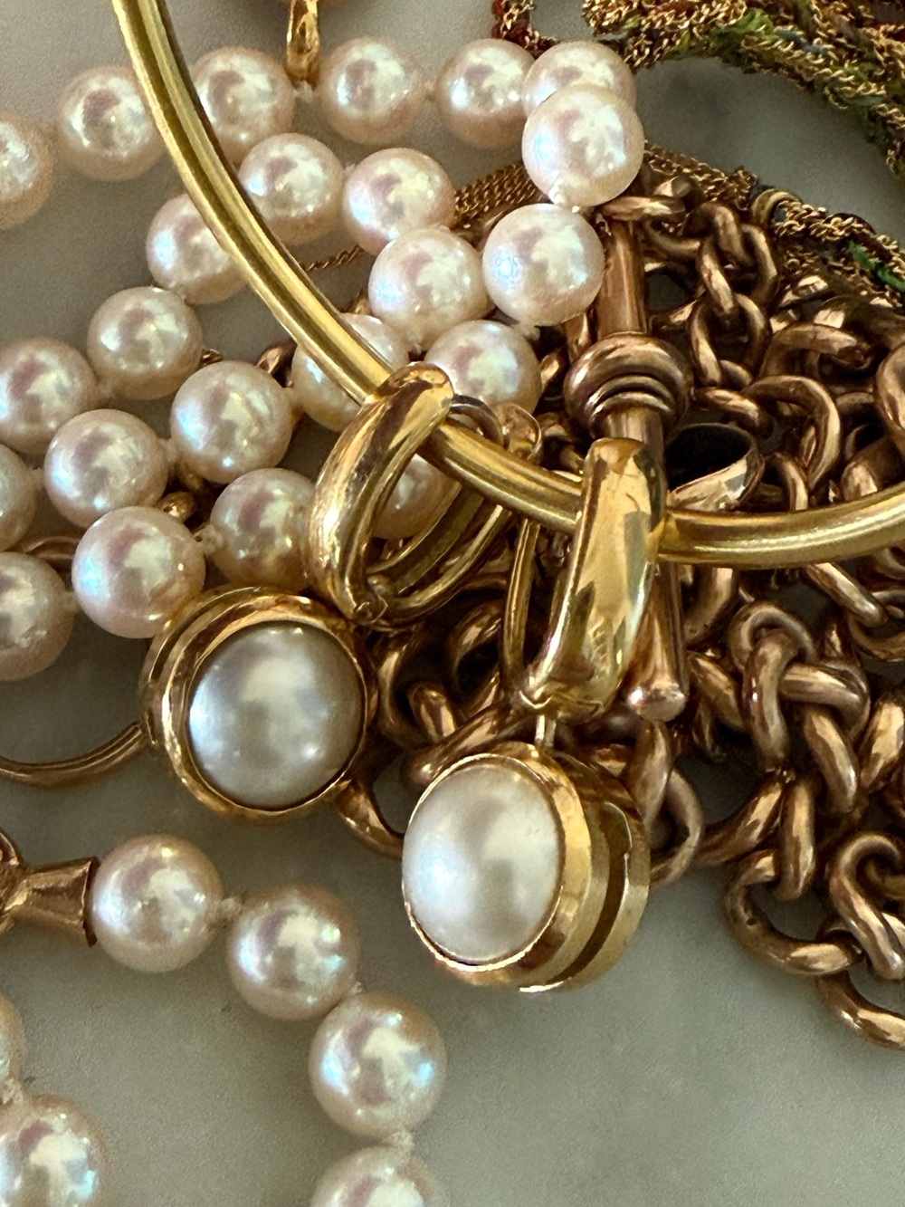 Marla Aaron Pearl Drop Lozenge Earrings - 18k Yellow Gold & White Pearl
